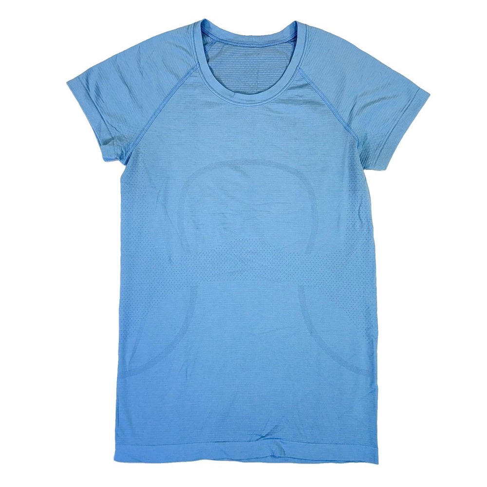 Lululemon Swiftly Tech Short Sleeve Shirt 2.0 Blue Size 6 Hip Length Excellent